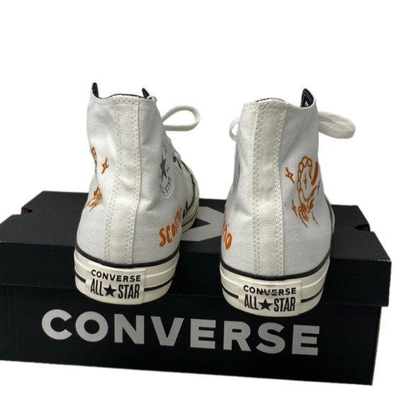 Converse Chuck Taylor High Canvas White Scorpio Men Sneaker Custom 172516C-WHITE - Picture 10 of 11